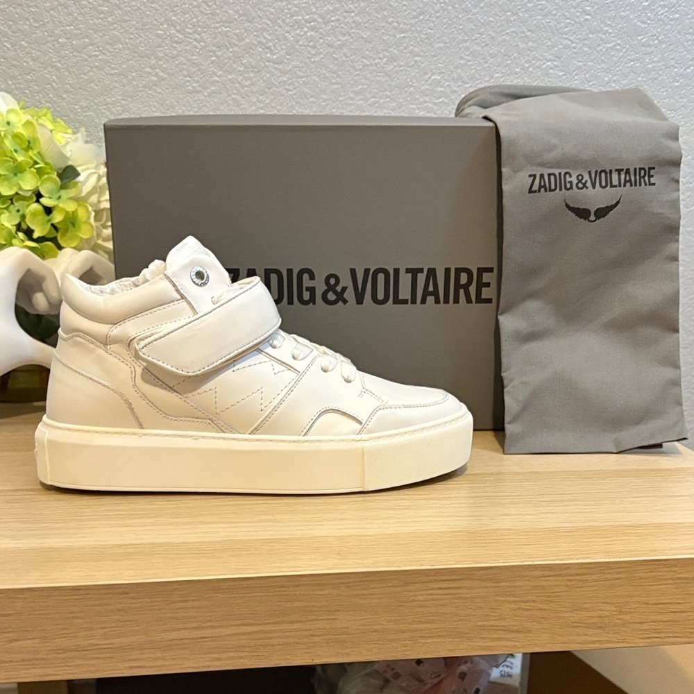 Zadig & Voltaire White Leather Sneakers SZ 39/8